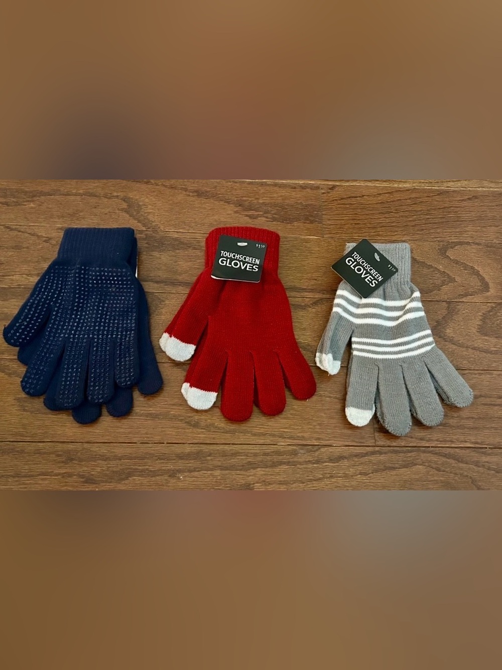 Touchscreen Winter Gloves Pack - Navy, Red, Gray